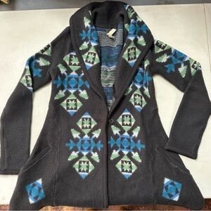 Free People Fair Isle Chocolate Brown Button Front Sweater